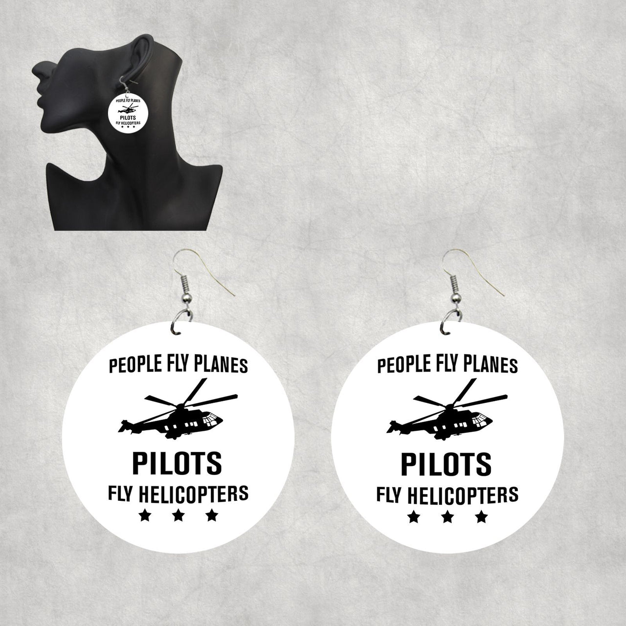 People Fly Planes Pilots Fly Helicopters Designed Wooden Drop Earrings