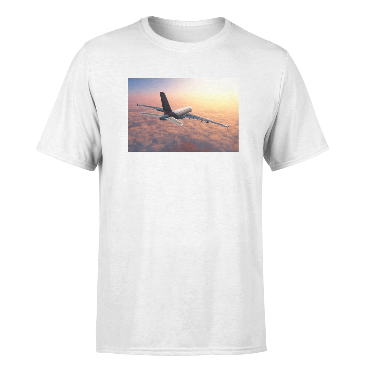 Super Cruising Airbus A380 over Clouds Designed T-Shirts
