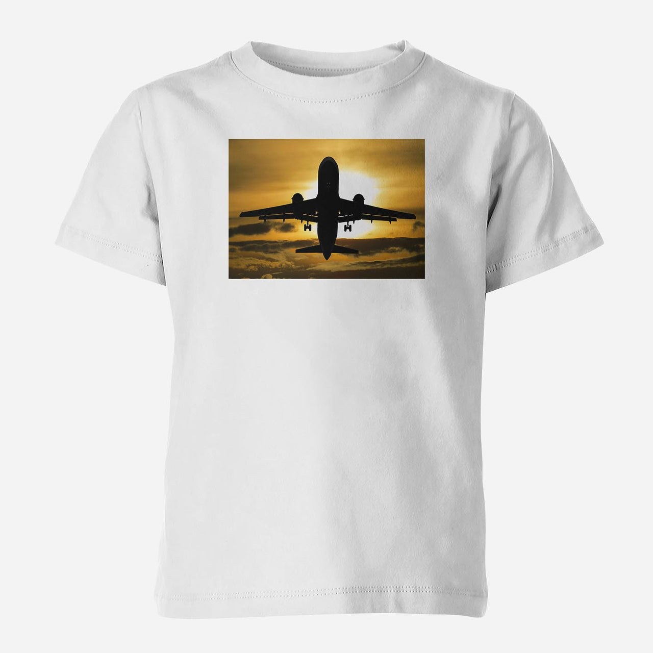 Departing Passanger Jet During Sunset Designed Children T-Shirts