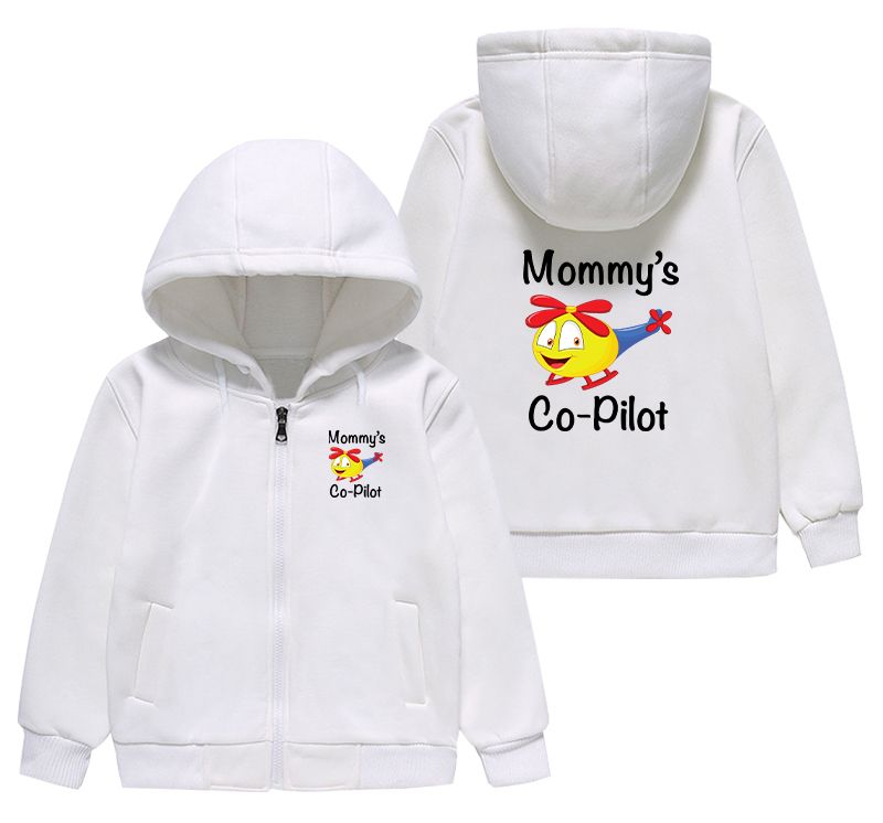 Mommy's Co-Pilot (Helicopter) Designed "CHILDREN" Zipped Hoodies