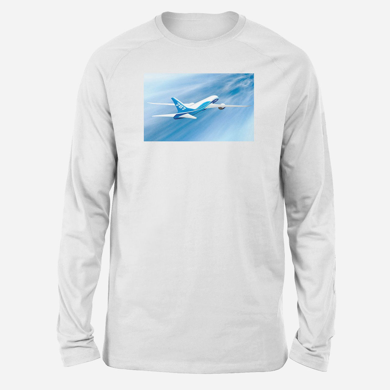 Beautiful Painting of Boeing 787 Dreamliner Designed Long-Sleeve T-Shirts