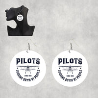 Thumbnail for Pilots Looking Down at People Since 1903 Designed Wooden Drop Earrings