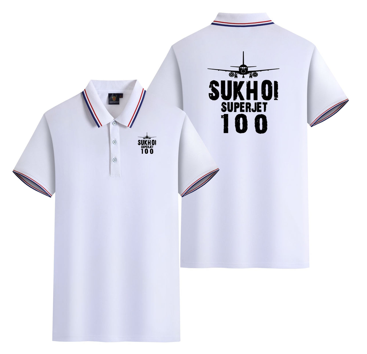 Sukhoi Superjet 100 & Plane Designed Stylish Polo T-Shirts (Double-Side)