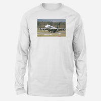 Thumbnail for Departing Singapore Airlines A380 Designed Long-Sleeve T-Shirts