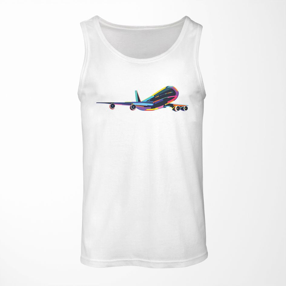 Multicolor Airplane Designed Tank Tops