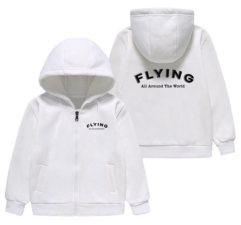 Flying All Around The World Designed "CHILDREN" Zipped Hoodies