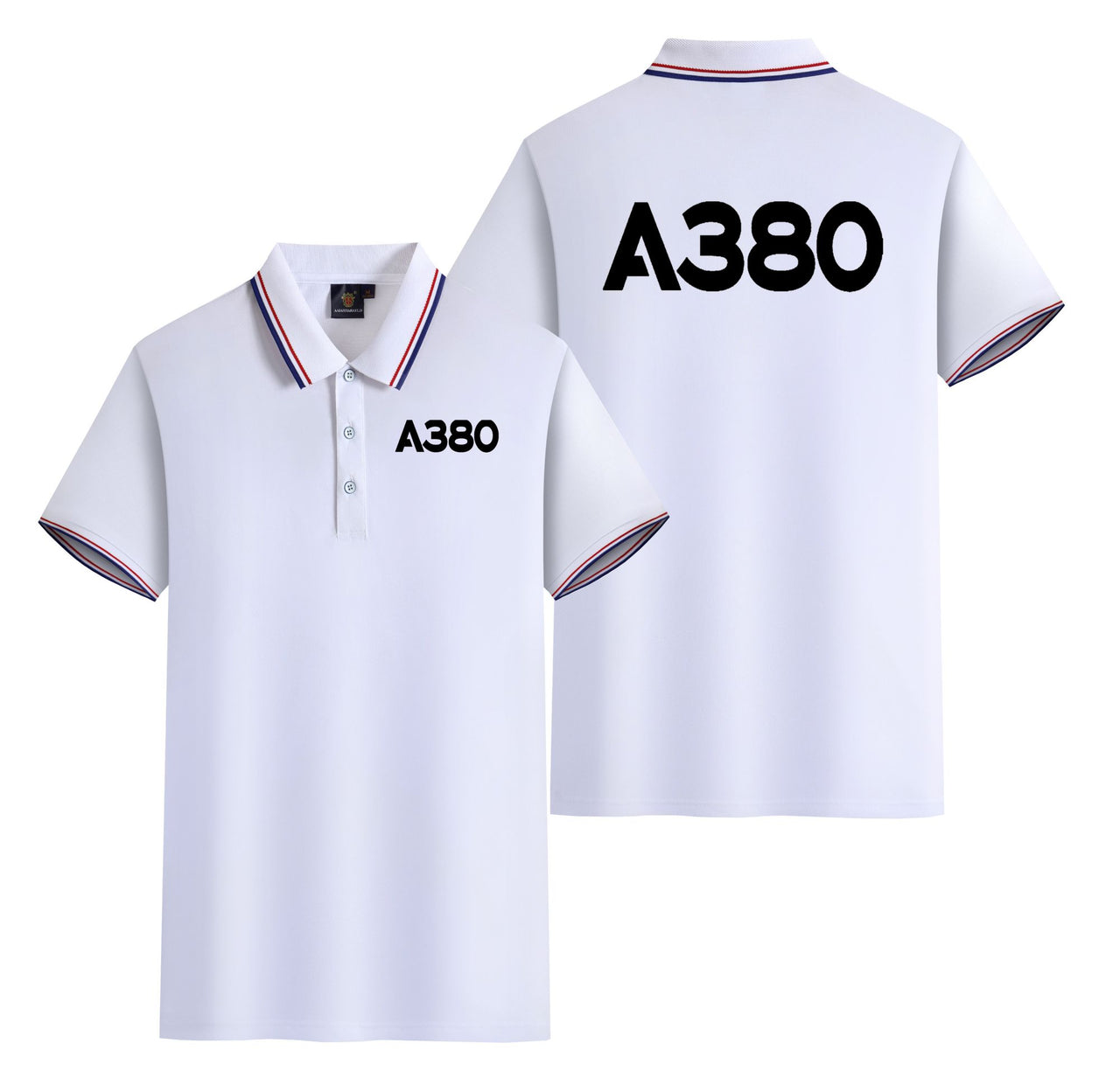 A380 Flat Text Designed Stylish Polo T-Shirts (Double-Side)