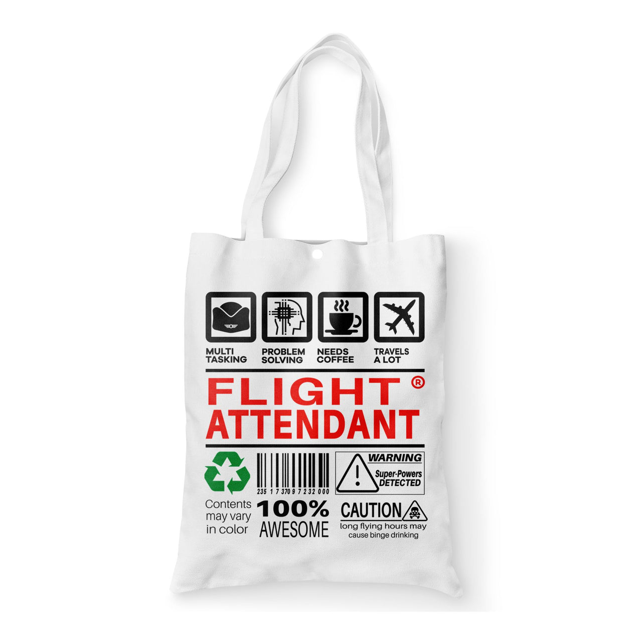 Flight Attendant Label Designed Tote Bags