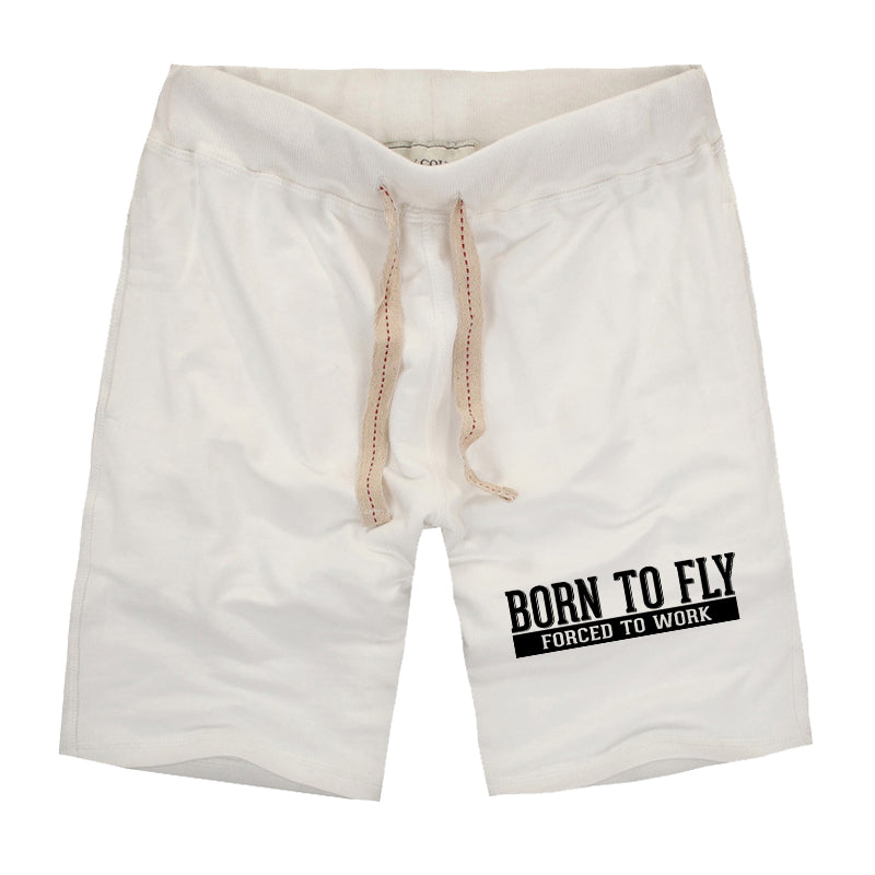 Born To Fly Forced To Work Designed Cotton Shorts