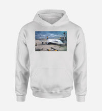 Thumbnail for Lufthansa's A380 At The Gate Designed Hoodies