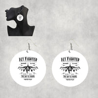 Thumbnail for Jet Fighter - The Sky is Yours Designed Wooden Drop Earrings