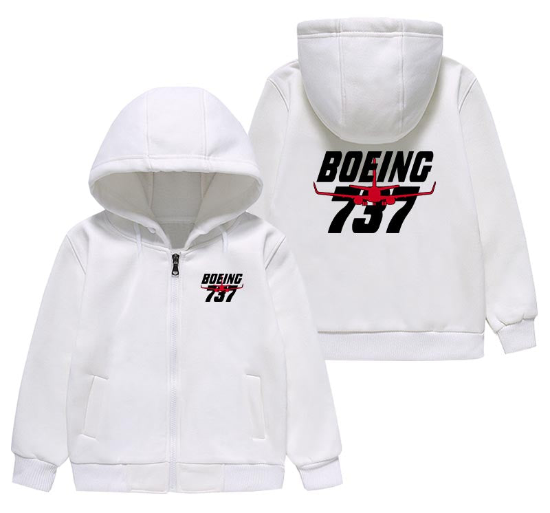 Amazing Boeing 737 Designed "CHILDREN" Zipped Hoodies
