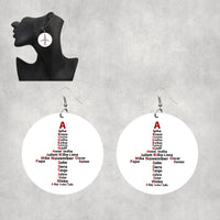 Thumbnail for Airplane Shape Aviation Alphabet Designed Wooden Drop Earrings