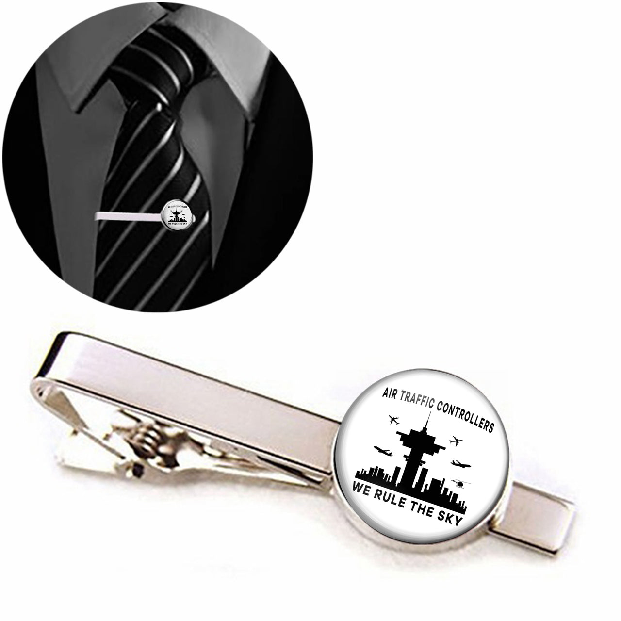 Air Traffic Controllers - We Rule The Sky Designed Tie Clips