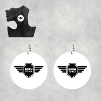 Thumbnail for Born To Fly & Badge Designed Wooden Drop Earrings