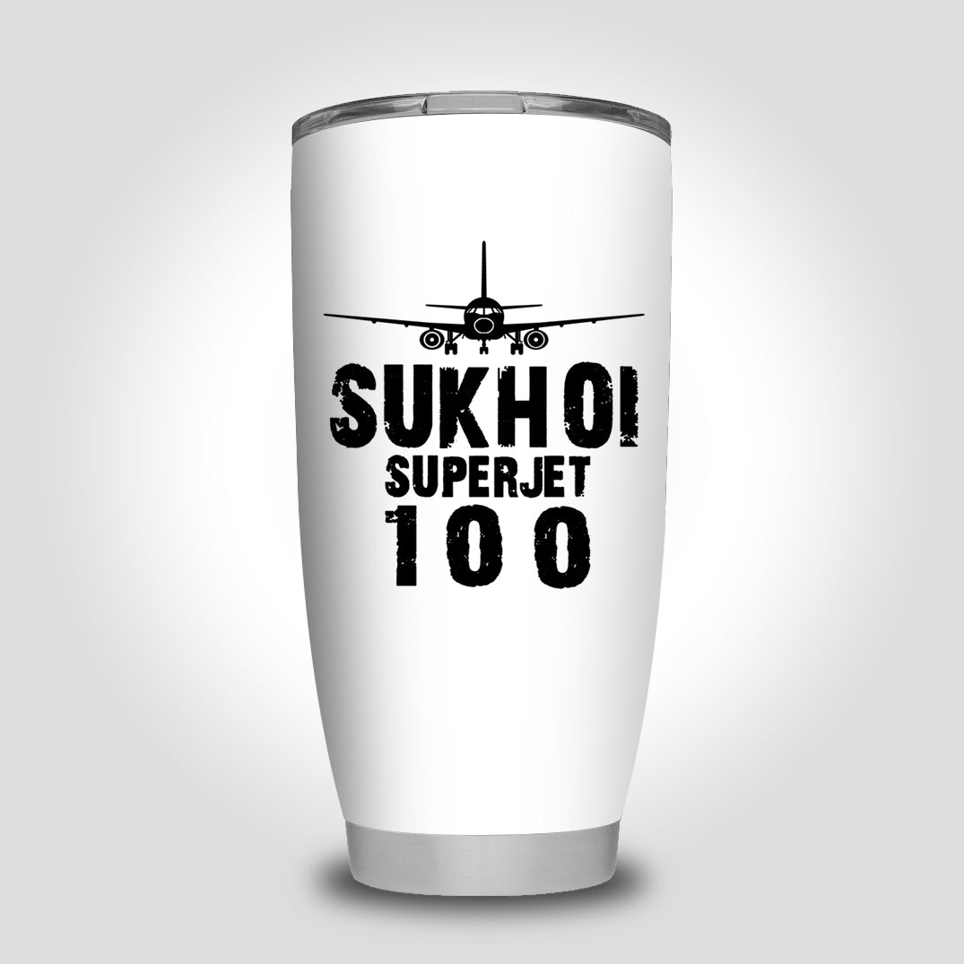 Sukhoi Superjet 100 & Plane Designed Tumbler Travel Mugs