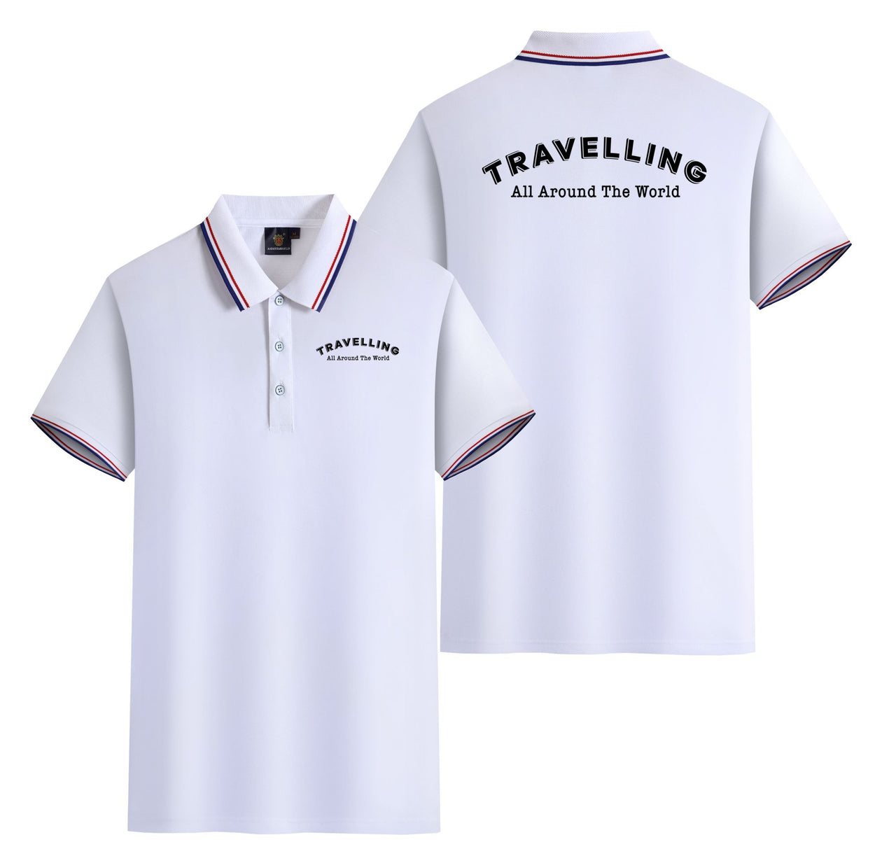 Travelling All Around The World Designed Stylish Polo T-Shirts (Double-Side)