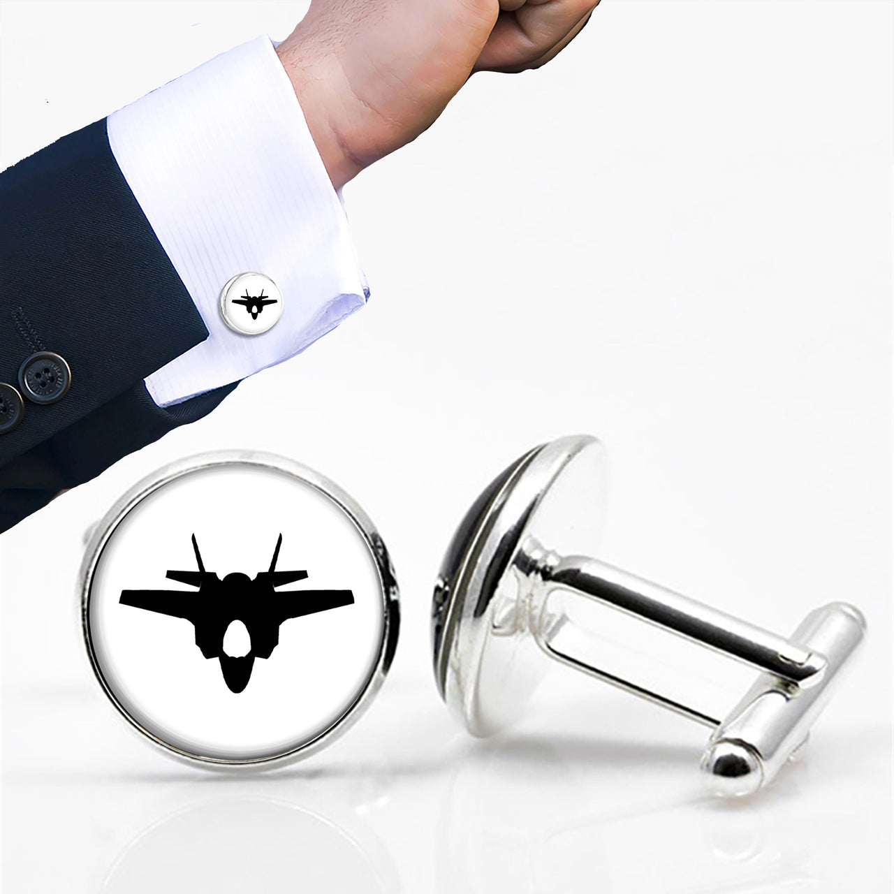 Fighter Jet 35 Silhouette Designed Cuff Links