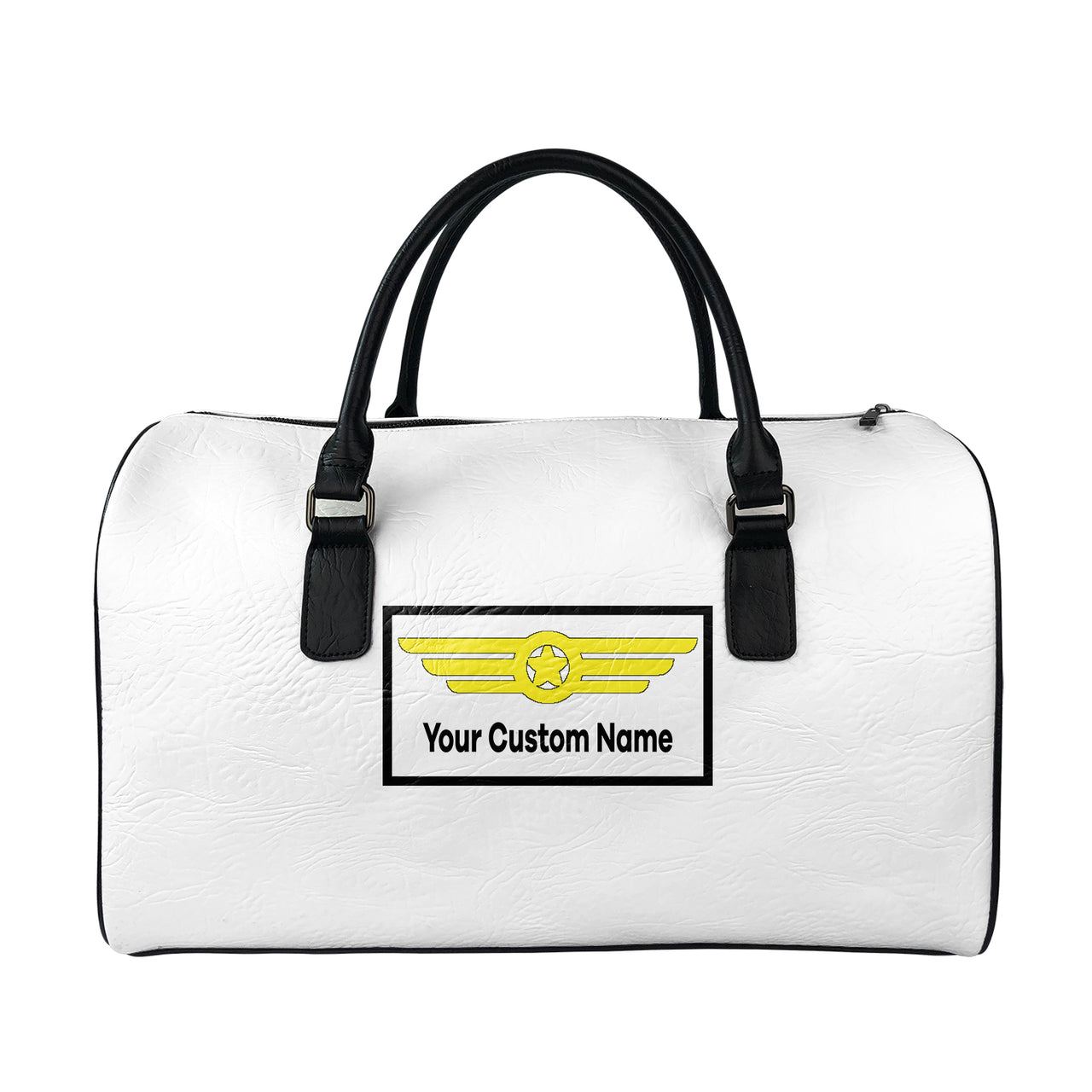 Custom Name (Badge 1) Designed Leather Travel Bag