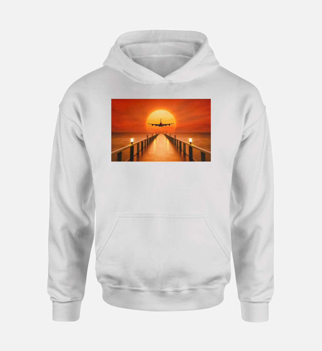 Airbus A380 Towards Sunset Designed Hoodies