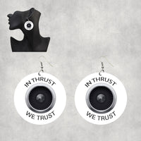 Thumbnail for In Thrust We Trust Designed Wooden Drop Earrings