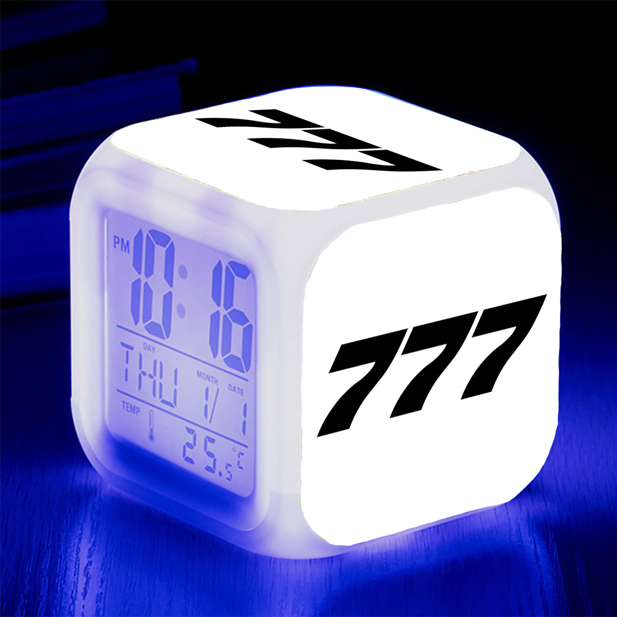 777 Flat Text Designed "7 Colour" Digital Alarm Clock