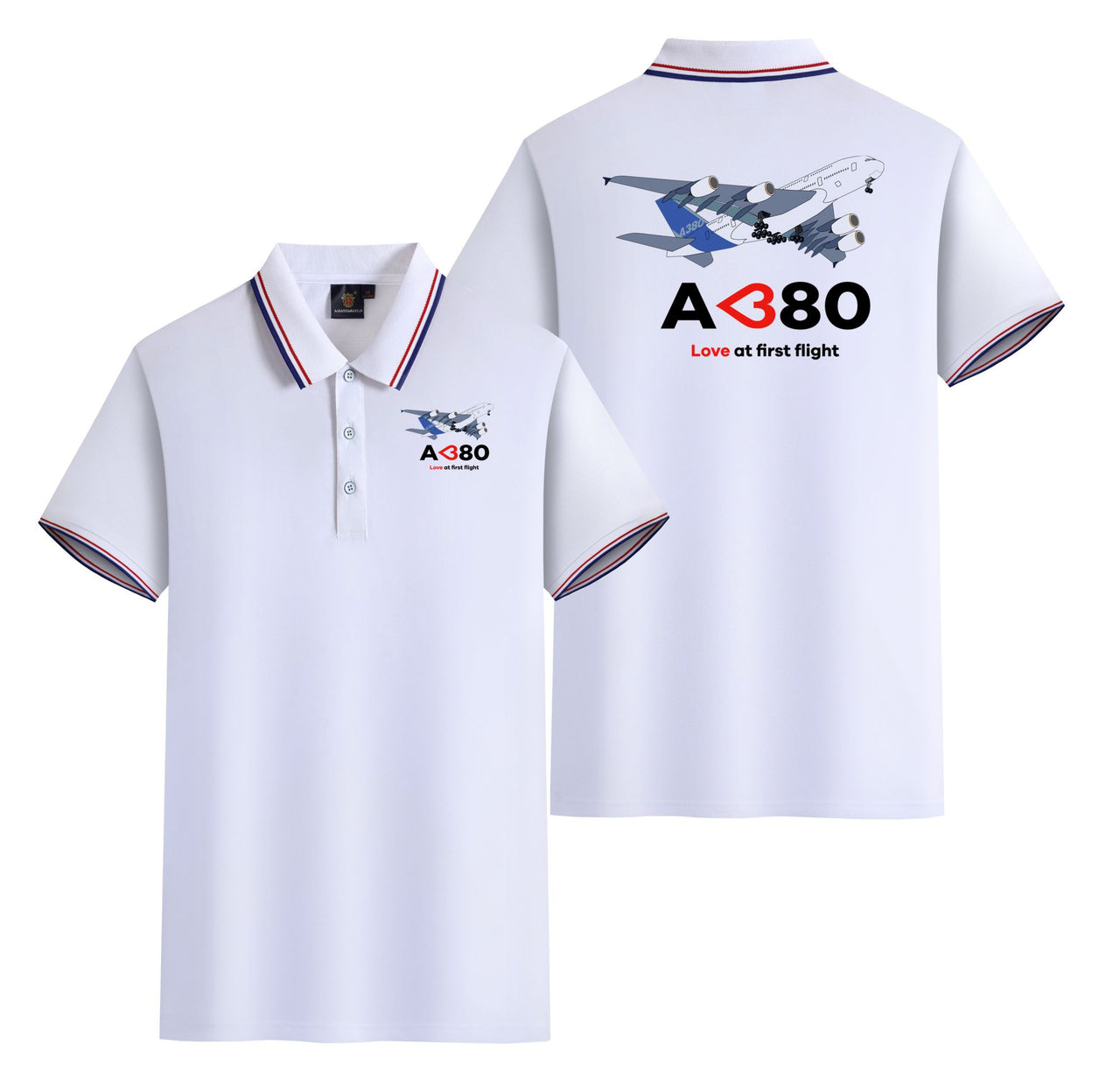 Airbus A380 Love at first flight Designed Stylish Polo T-Shirts (Double-Side)