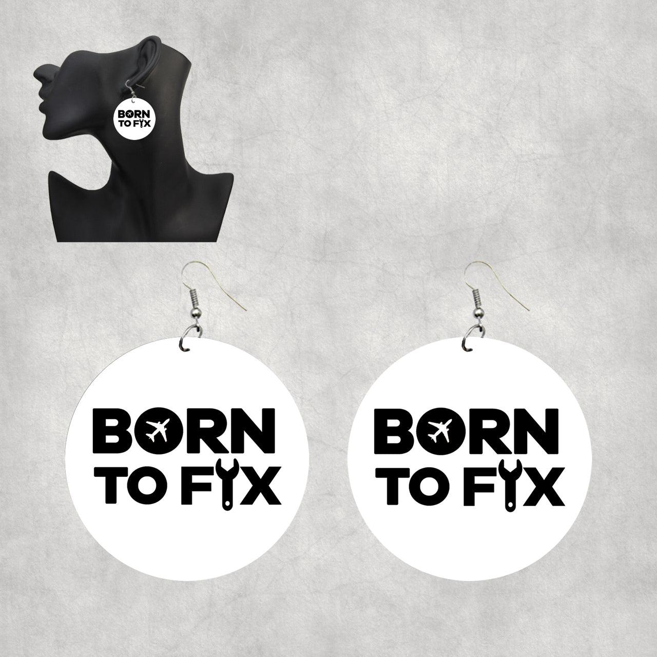 Born To Fix Airplanes Designed Wooden Drop Earrings