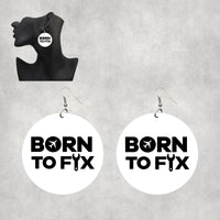 Thumbnail for Born To Fix Airplanes Designed Wooden Drop Earrings
