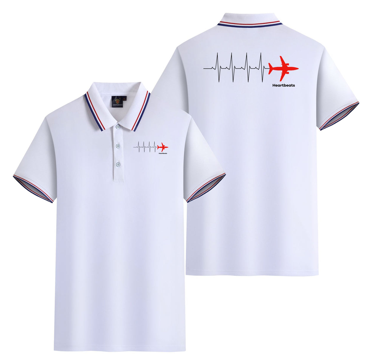 Aviation Heartbeats Designed Stylish Polo T-Shirts (Double-Side)