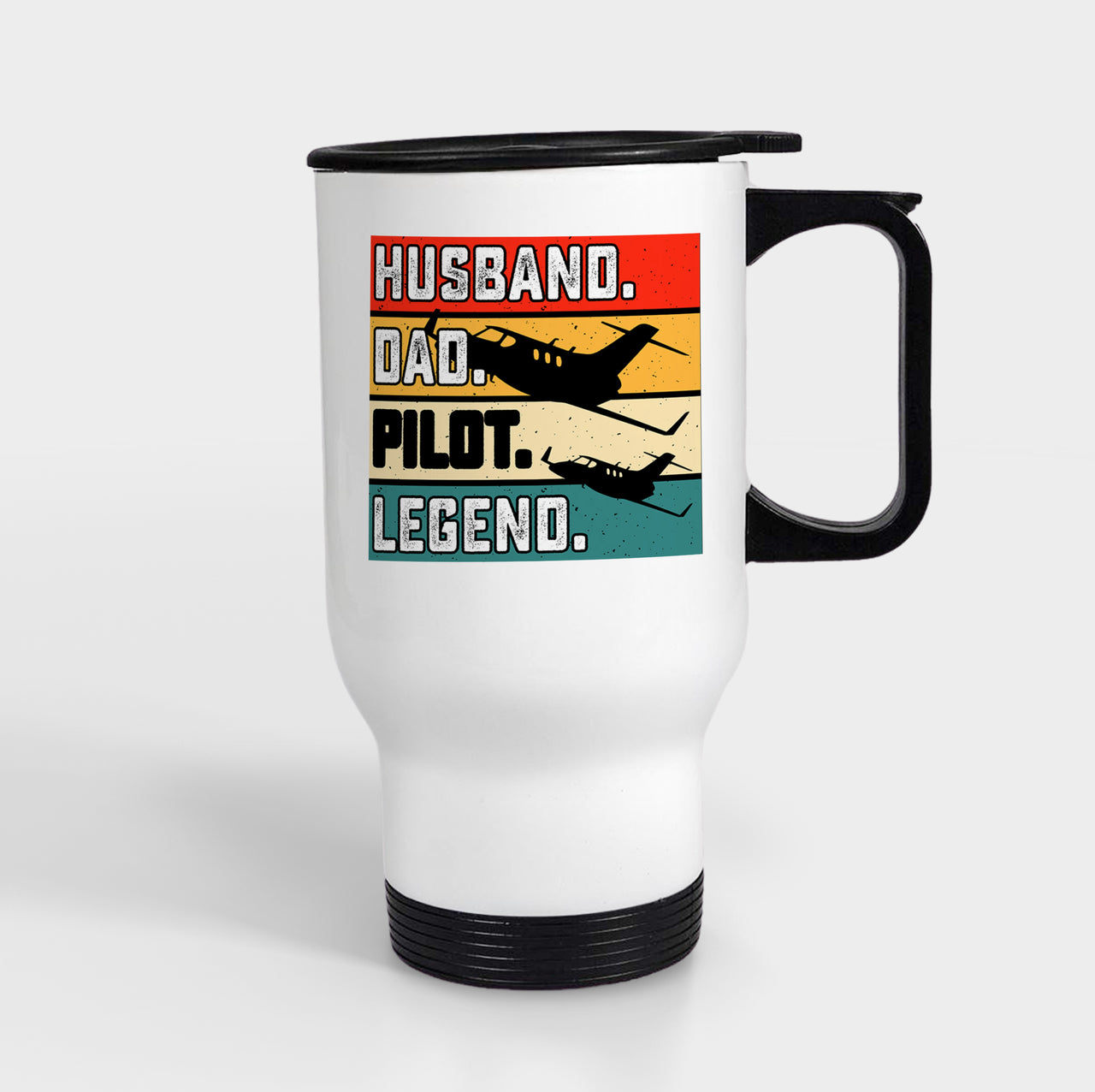 Husband & Dad & Pilot & Legend Designed Travel Mugs (With Holder)