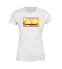 Thumbnail for Face to Face with Air Force Jet & Flames Designed Women T-Shirts