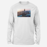 Thumbnail for Amazing City View from Helicopter Cockpit Designed Long-Sleeve T-Shirts