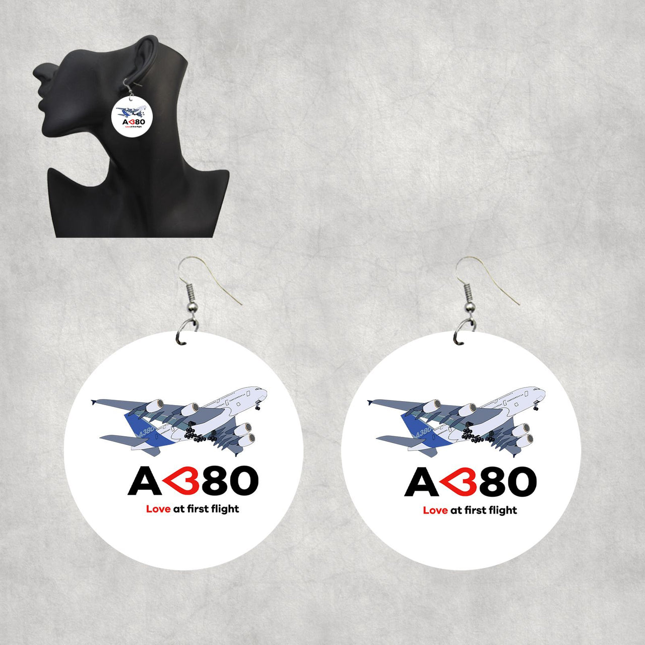 Airbus A380 Love at first flight Designed Wooden Drop Earrings