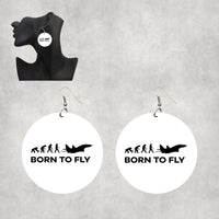 Thumbnail for Born To Fly Military Designed Wooden Drop Earrings