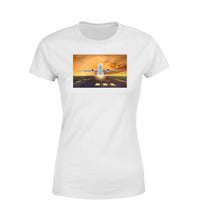 Thumbnail for Amazing Departing Aircraft Sunset & Clouds Behind Designed Women T-Shirts