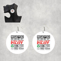 Thumbnail for Airline Pilot Label Designed Wooden Drop Earrings