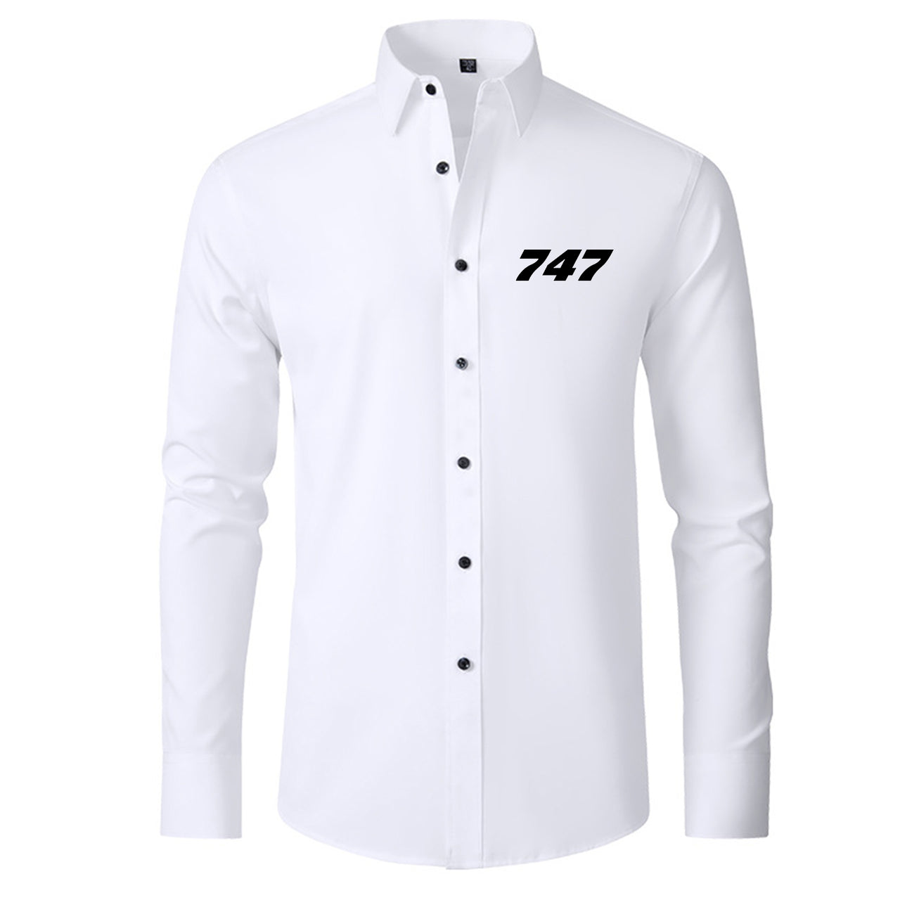 747 Flat Text Designed Long Sleeve Shirts