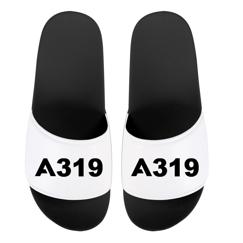 A319 Flat Text Designed Sport Slippers