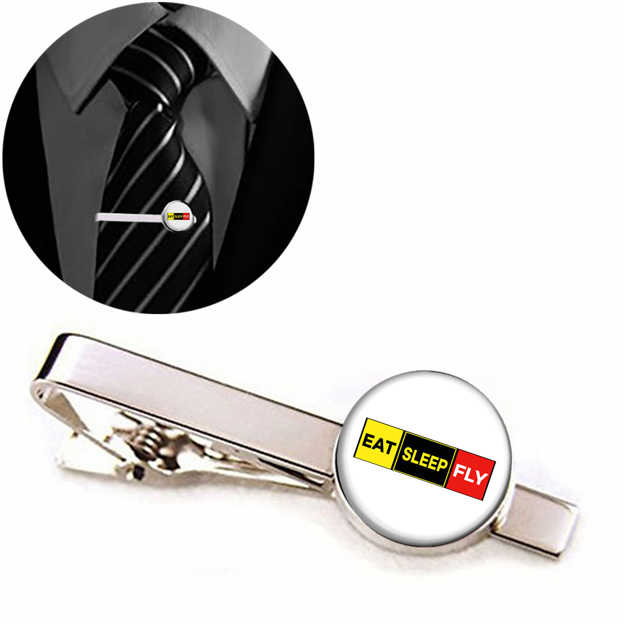 Eat Sleep Fly (Colourful) Designed Tie Clips