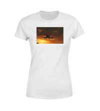 Thumbnail for Beautiful Aircraft Landing at Sunset Designed Women T-Shirts