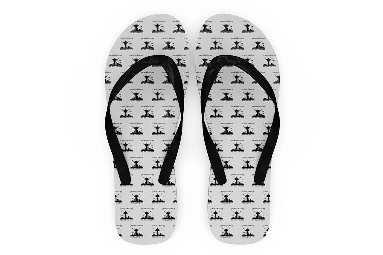 Air Traffic Controllers - We Rule The Sky Designed Slippers (Flip Flops)