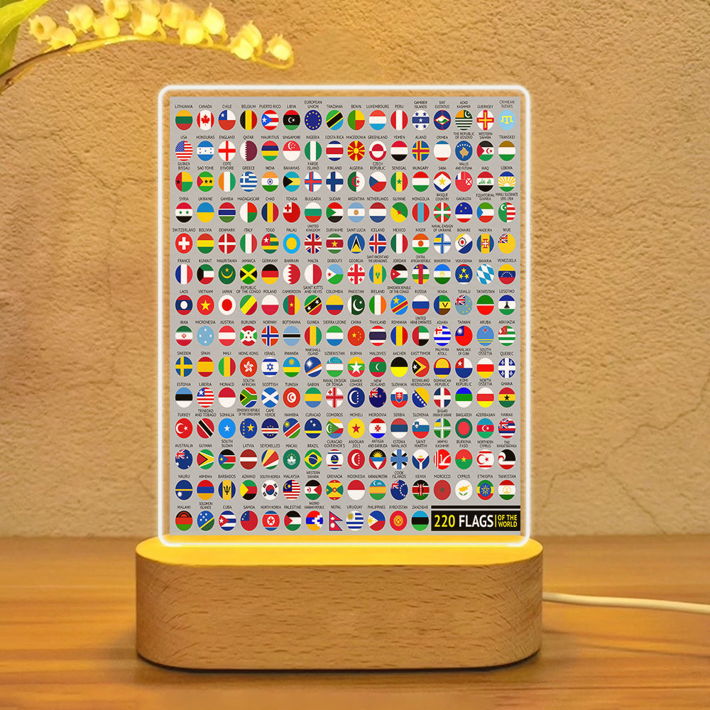 220 World's Flags Designed Night Lamp