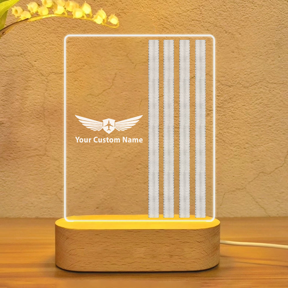 Custom Name & Special Silver Epaulettes (4,3,2 Lines) Designed Night Lamp