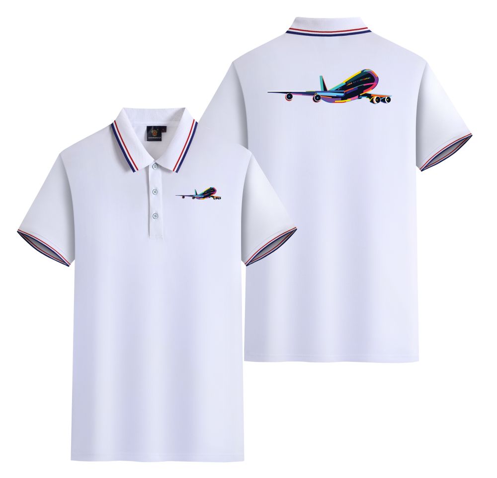 Multicolor Airplane Designed Stylish Polo T-Shirts (Double-Side)