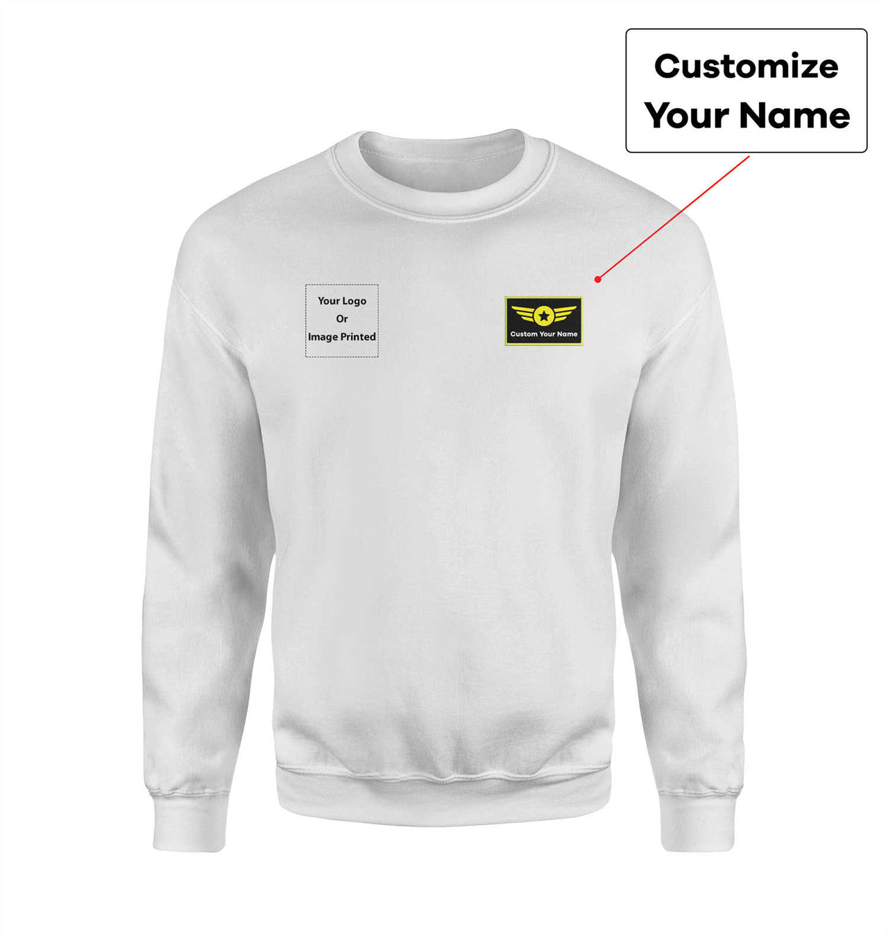 Side Your Custom Logos & Name (Special Badge) Designed Sweatshirts
