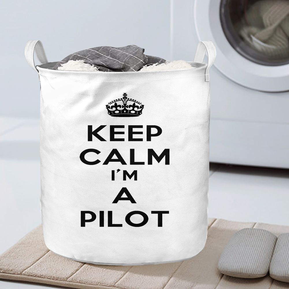 Keep Calm I'm a Pilot Designed Laundry Baskets