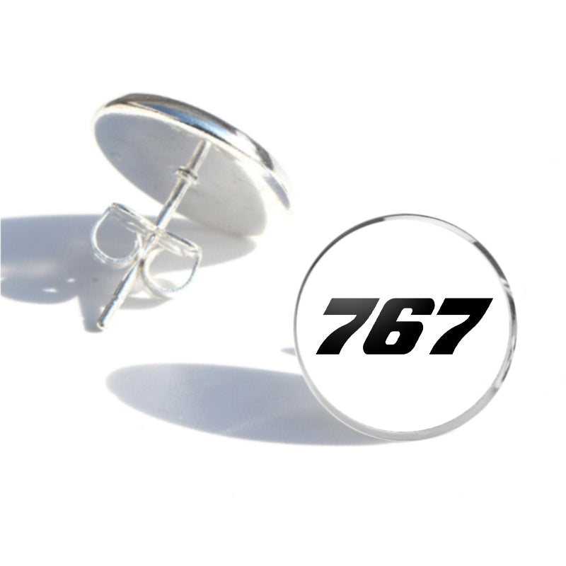 767 Flat Text Designed Stud Earrings