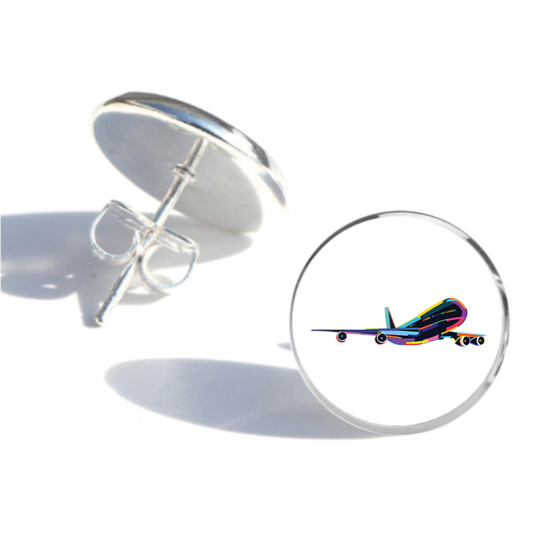 Multicolor Airplane Designed Stud Earrings