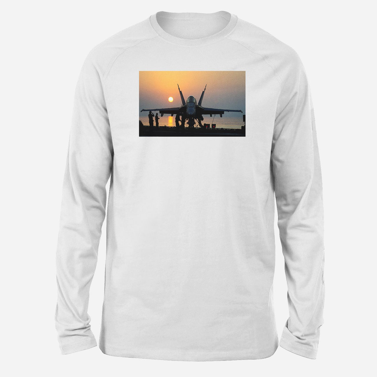 Military Jet During Sunset Designed Long-Sleeve T-Shirts